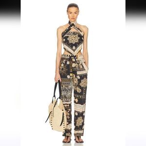 Isabel Marant Etoile Feyza Top Fedora Pant Suit Black Ochre Size 38IT 4US